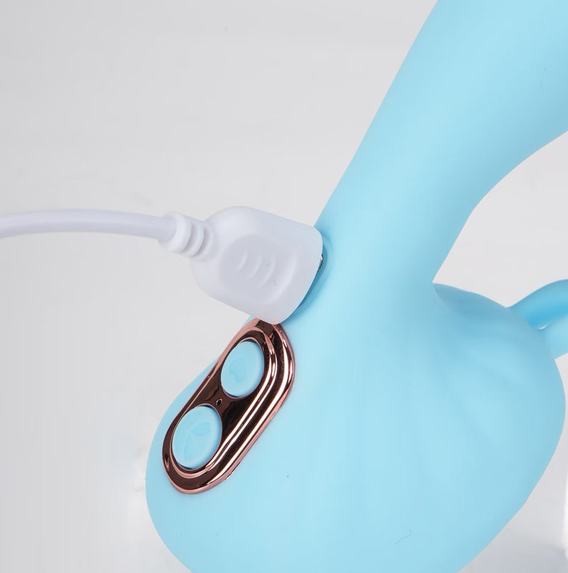 AVERI Blue 10-Function Rechargeable Dual Vibration Liquid Silicone Vibrator