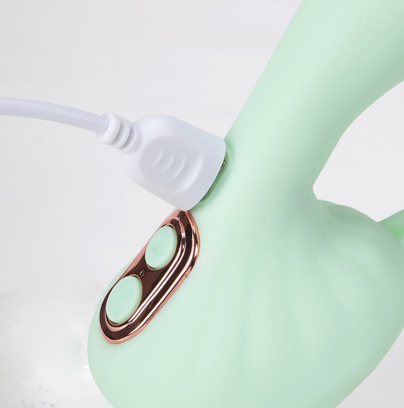 AVERI Green 10-Function Rechargeable Dual Vibration Liquid Silicone Vibrator