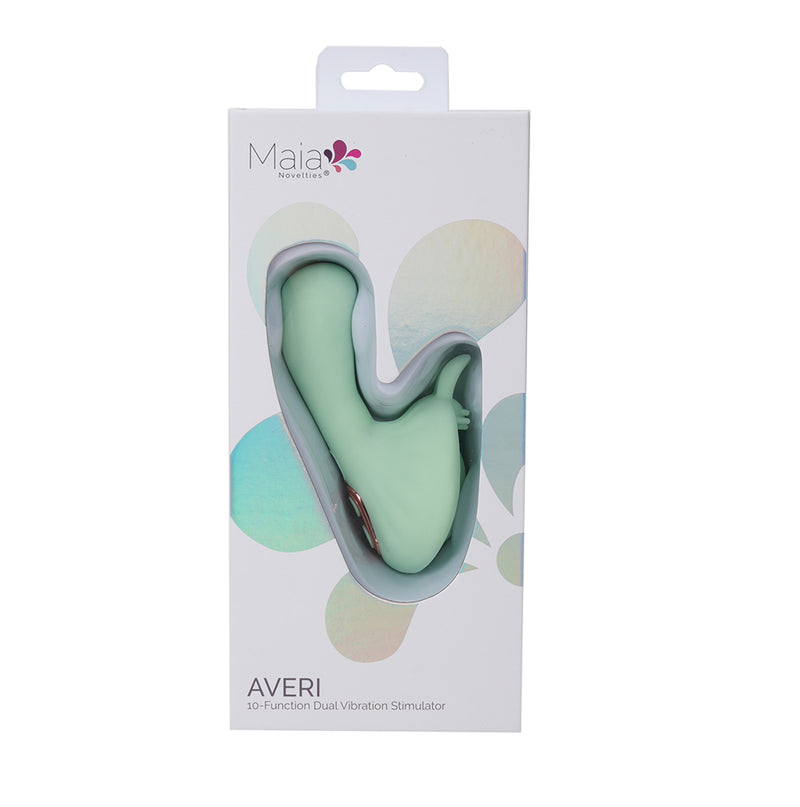 AVERI Green 10-Function Rechargeable Dual Vibration Liquid Silicone Vibrator