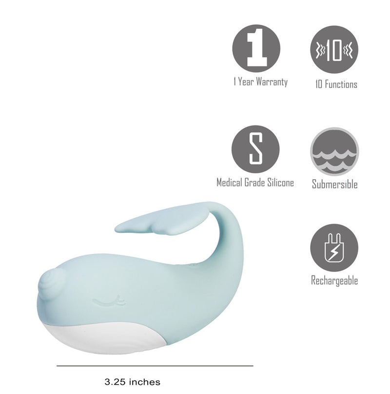 Finn Rechargeable 10-Function Rechargeable Dolphin Vibrator Light Blue