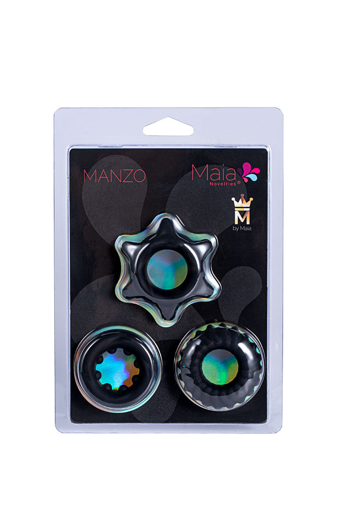 MANZO Liquid Silicone Super Stretch 3-Piece C-Ring Set