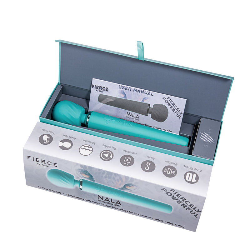 NALA 10-Function Touch Tempo Plug & Play Fiercely Powerful Wand Blue (Jaguar Power)
