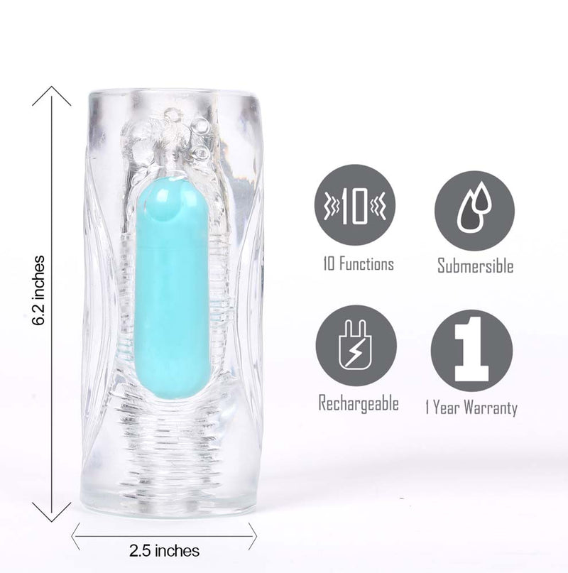 ASTER Vibrating Male Masturbator 10-Function Bullet Vibrator