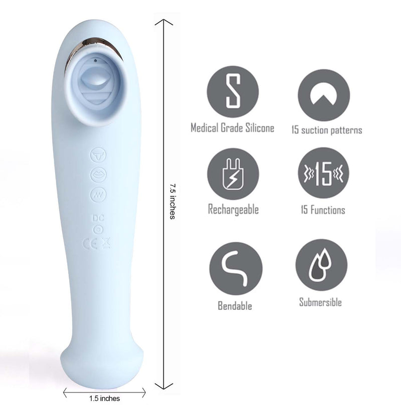 DESTINY 15-Function Rechargeable Suction + Vibration + 3 Motors BLUE