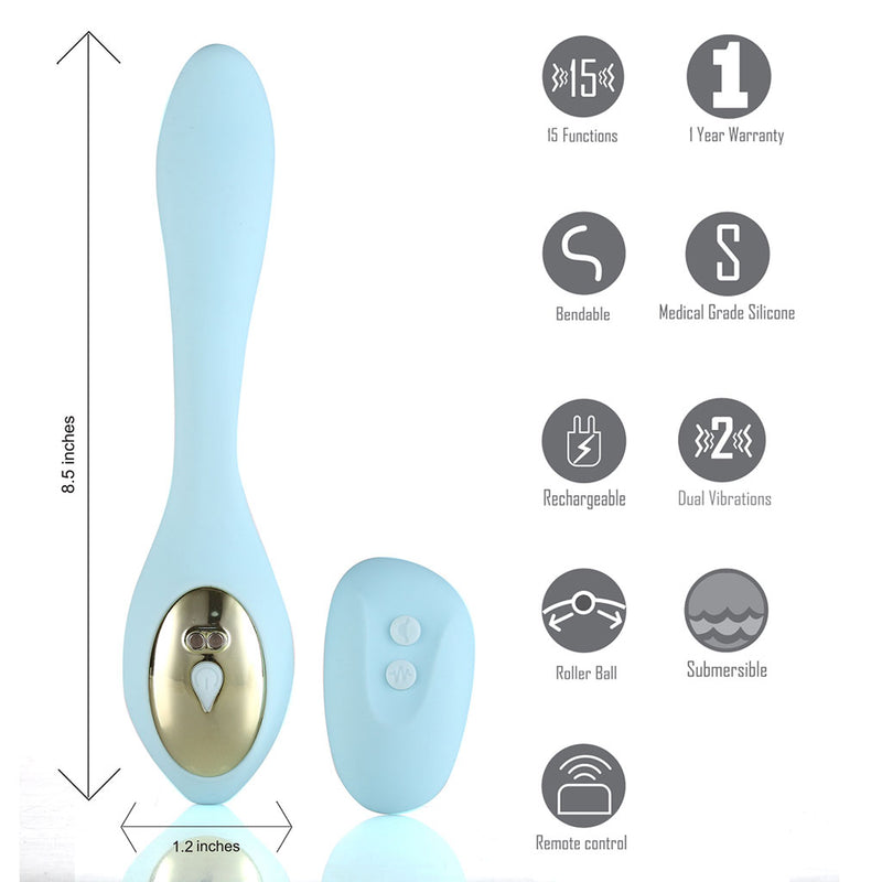 HARMONIE 15-Function USB Rechargeable Remote Control Bendable Vibrator