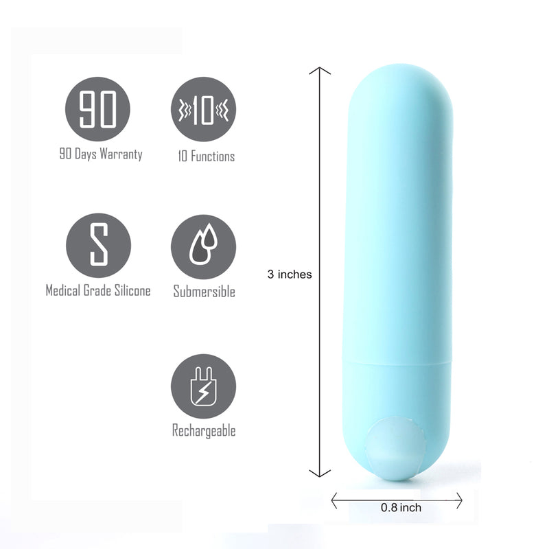 JESSI USB Rechargeable Super Charged Mini Bullet Teal Blue