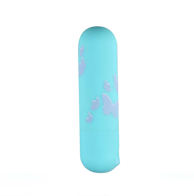 JULIA USB Rechargeable Butterfly Print Super Charged Mini Bullet Teal Blue