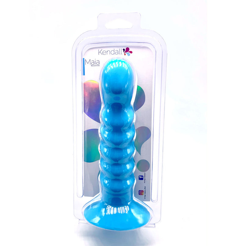 KENDALL Silicone Non-Vibrating Dong Swirled Satin Finish - NEON BLUE
