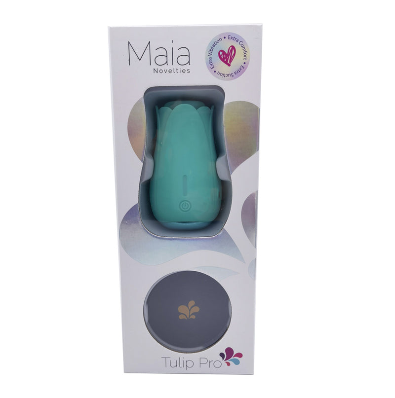 TULIP PRO 15-Function Silicone Suction Toy with Wireless Charge Teal Blue