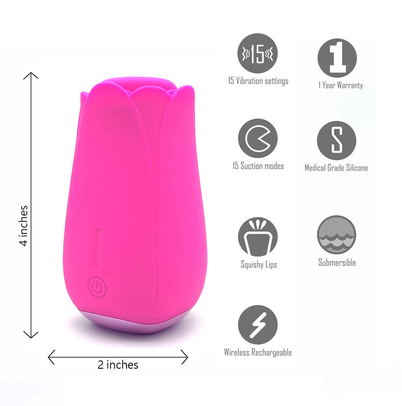 TULIP PRO 15-Function Silicone Suction Toy with Wireless Charge Pink