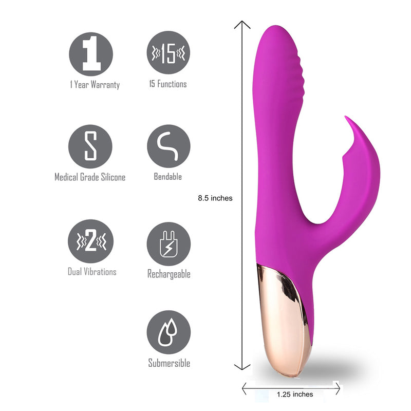 SKYLER USB Rechargeable Silicone Bendable Rabbit PURPLE