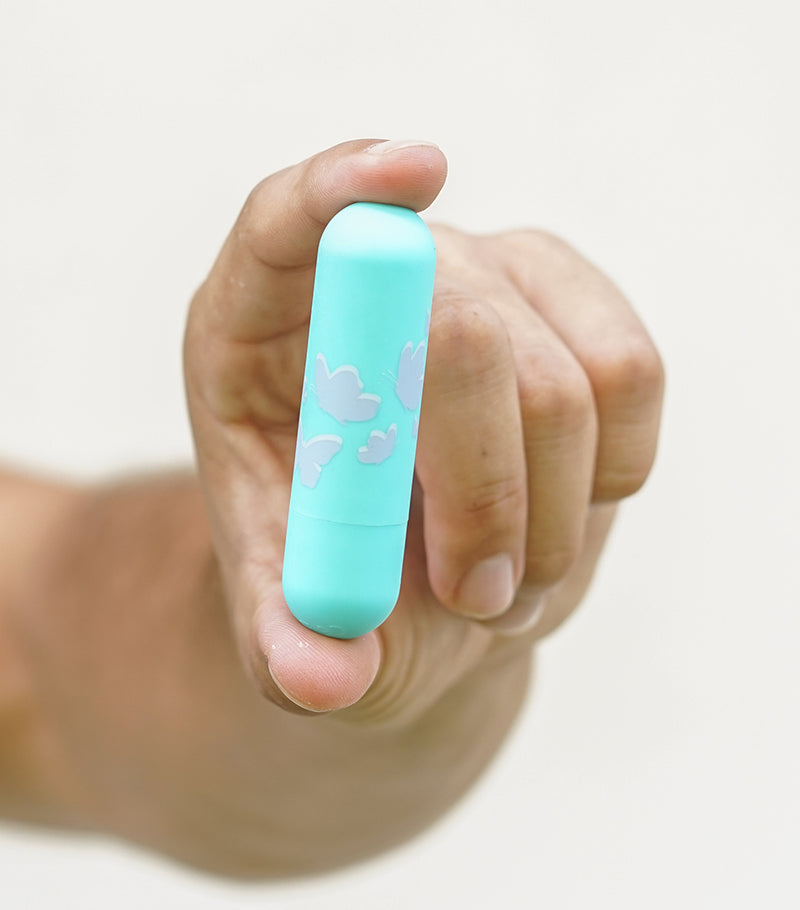 JULIA USB Rechargeable Butterfly Print Super Charged Mini Bullet Teal Blue