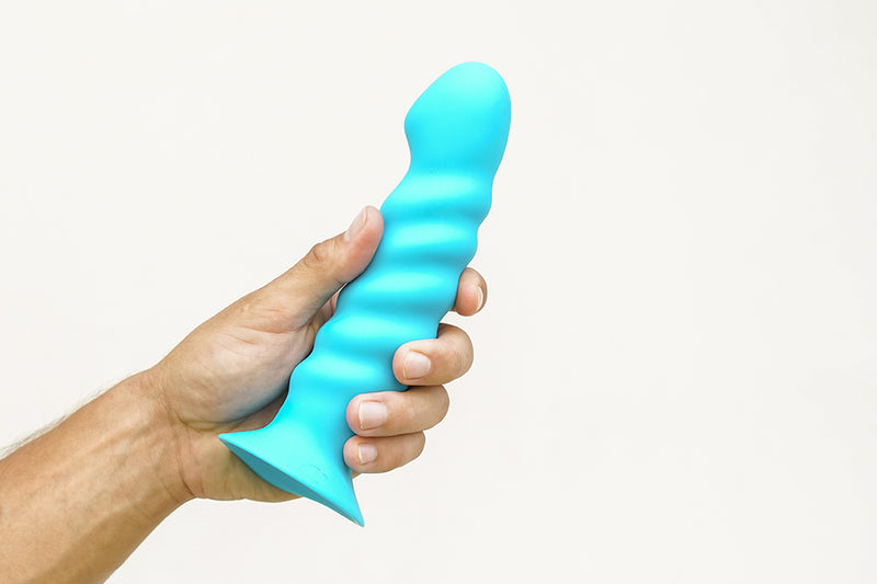 KENDALL Silicone Non-Vibrating Dong Swirled Satin Finish - NEON BLUE