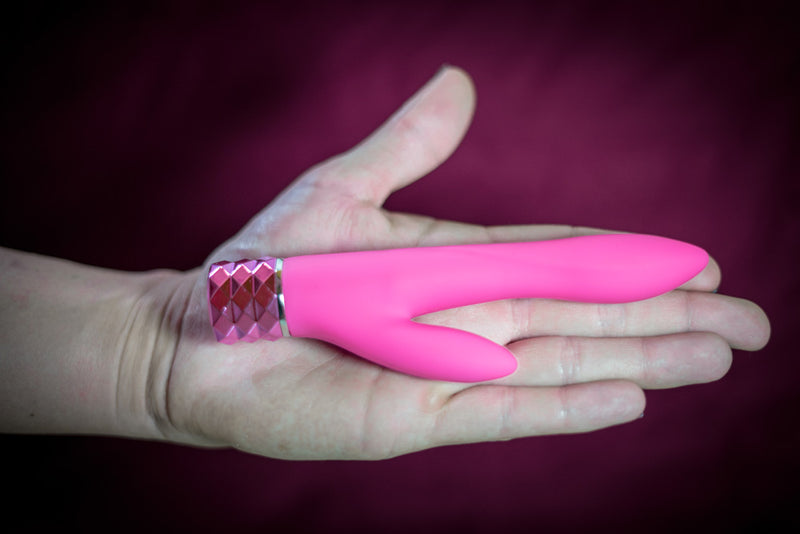 VICTORIA Crystal Gems USB Rechargeable Silicone 10-Function Dual Vibrator Pink